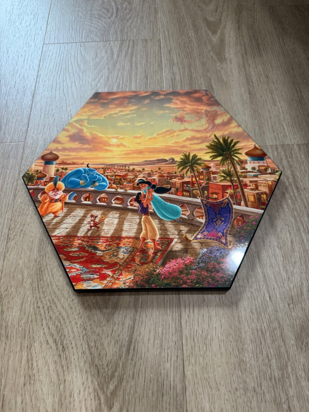 Disney Aladdin Hexagonal Wall of Love Art - Vibrant Sunset Scene